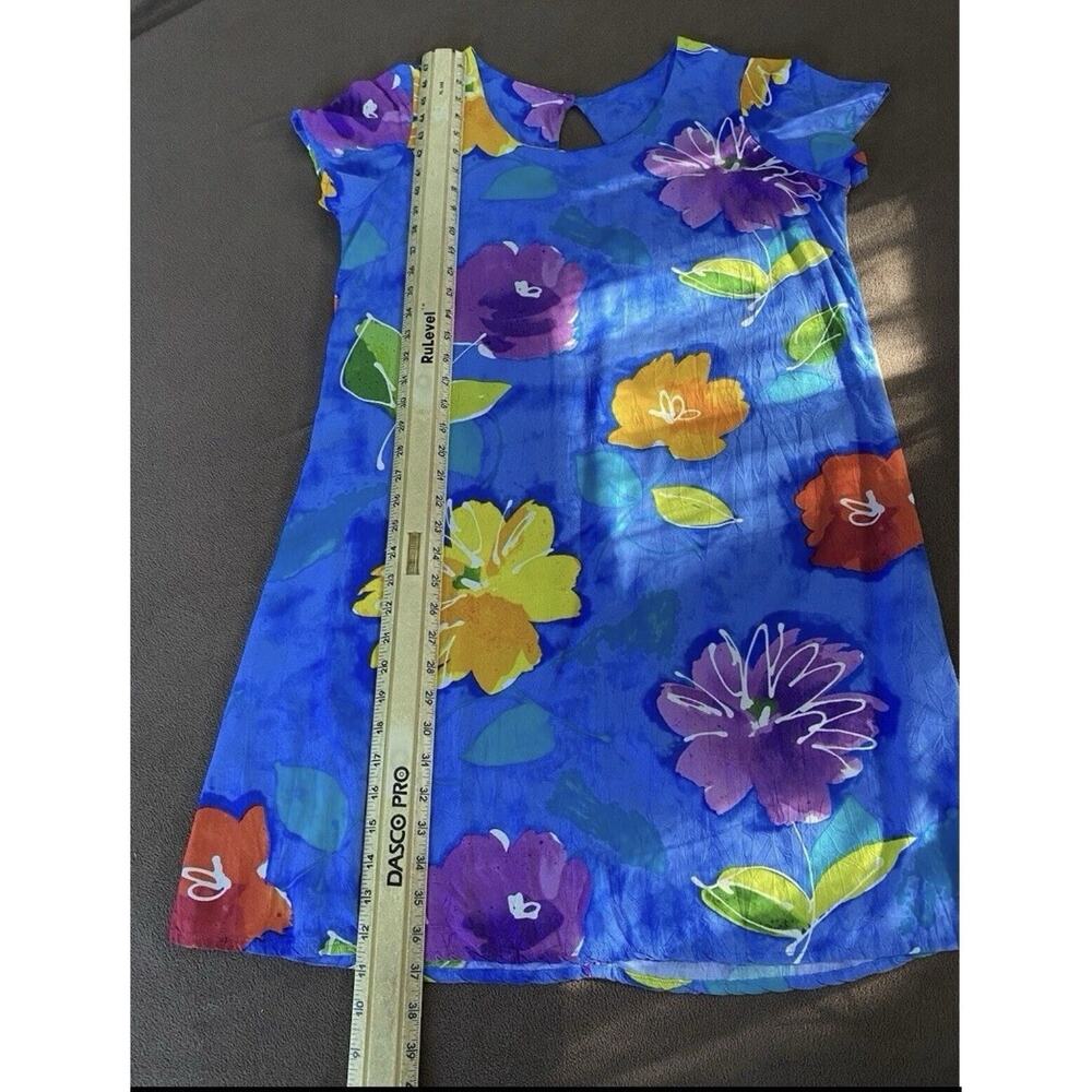 Jams World Sz L Hula Moon Trademark Hawaii Shift Cobalt Blue Yellow Dress - Picture 7 of 9